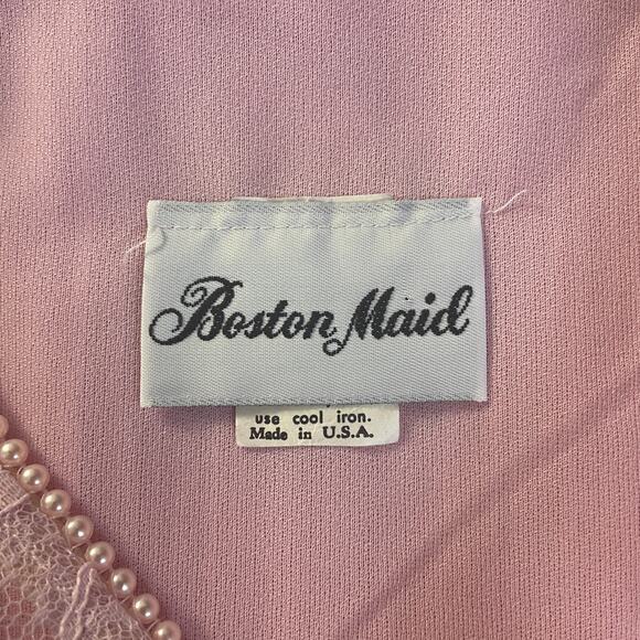 Vintage 70s Dress Size 4 Light Pink Pleated Puff Sleeve Lace Coqutte Romantic - Picture 10 of 16